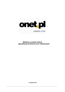 Reklama w portalu Onet.pl - specyfikacja techniczna form
