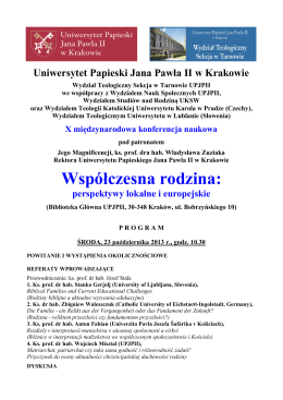 Program - Uniwersytet Papieski Jana Pawła II w Krakowie