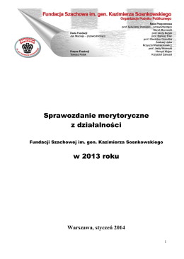Sprawozdanie merytoryczne 2013