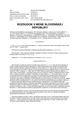 ROZSUDOK V MENE SLOVENSKEJ REPUBLIKY