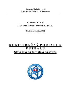 Registračný poriadok futbalu - Bratislavský Futbalový Zväz