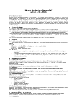 Národné športové predpisy pre PAV (platné od 1.1.2015)