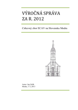 VÝROČNÁ SPRÁVA ZA R. 2012 - Cirkevný zbor ECAV na Slovensku
