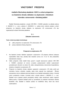 Vnútorný predpisom riaditeľa Obchodnej akadémie 1/2013