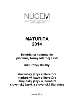 Maturita 2014/Kritériá na hodnotenie PFIČ MS