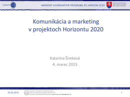 Komunikácia a marketing - Horizont 2020