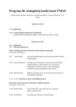 Program 40. etologickej konferencie ČSEtS