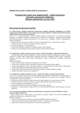 Plik PDF z tematami prac - Zakład Sterowania i Elektroniki