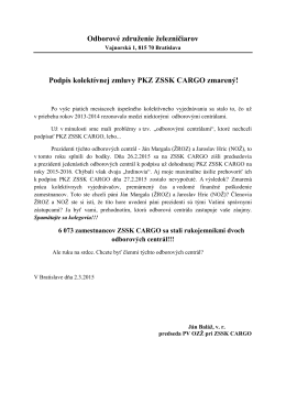 Podpis kolektívnej zmluvy PKZ ZSSK CARGO zmarený!