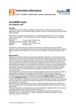 Technická informácia - Alchemy Gold