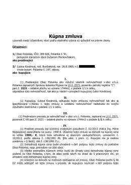 Kúpna zmluva - Obec Polianka