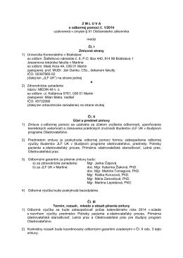 Zmluva o odbornej pomoci č. 1/2014 - MEDIK