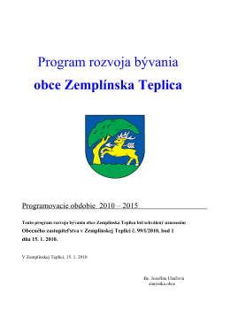 Program rozvoja bývania obce Zemplínska Teplica