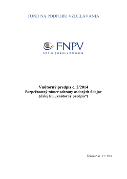 Vnútorný predpis č. 2/2014 - Fond na podporu vzdelávania