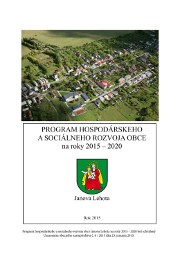 PHSR obce Janova Lehota - 2015