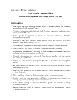 Lista tematów z języka polskiego