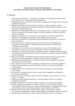 Tematy maturalne z j.polskiego 2013