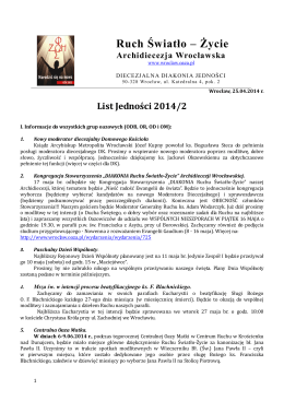 2014-2 (pdf) - Ruch Światło-Życie Archidiecezji Wrocławskiej