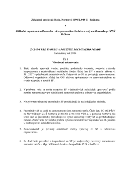 Zásady SF 2014 - ZUŠ v Rožňave a mesto Rožňava