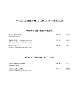 WINA NA KIELISZKI / WINES BY THE GLASS