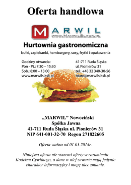 Oferta handlowa - Marwil hurtownia gastronomiczna