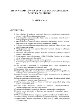 zestaw tematów na ustny egzamin maturalny z języka polskiego