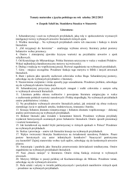 Tematy maturalne z języka polskiego na rok szkolny 2012/2013 w