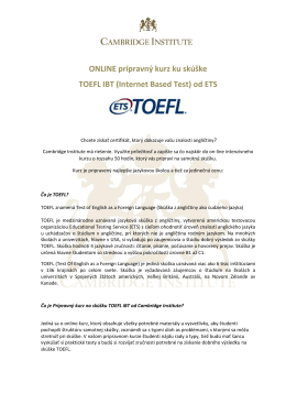 ONLINE prípravný kurz ku skúške TOEFL IBT (Internet