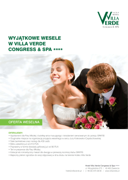 wyjątkowe wesele w Villa Verde Congress & spa ****