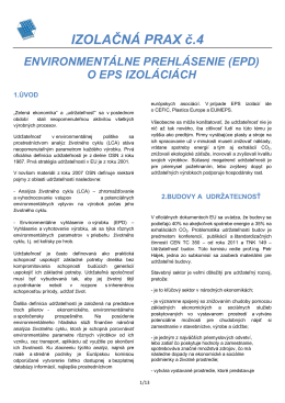 Environmentálne prehlásenie ( EPD) o EPS izoláciách