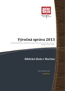 Výročná správa 2013 - Centrum kresťanského vzdelávania