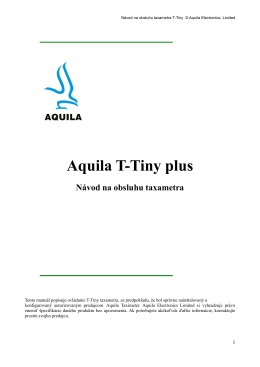 Aquila T-Tiny plus Návod na obsluhu taxametra