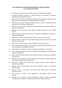 Tematy maturalne z języka polskiego rok szkolny 2014/2015