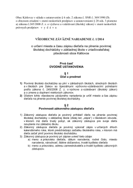 VZN č. 1/2014 o určení miesta a času zápisu