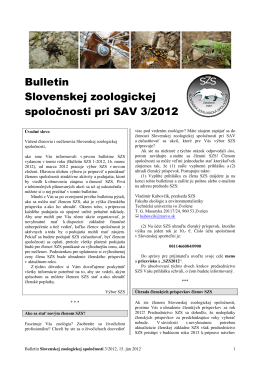 2012/3 - Slovenská zoologická spoločnosť pri SAV