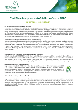 Certifikácia spracovateľského reťazca PEFC