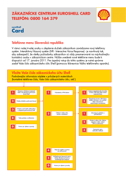 ZákaZníCke Centrum euroShell Card teleFÓn: 0800 164 379