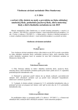 VZN č. 5/2014 o určení výšky dotácie na mzdy a