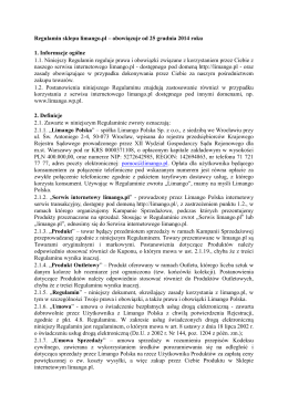 Regulamin sklepu limango.pl – obowiązuje od 25 grudnia 2014