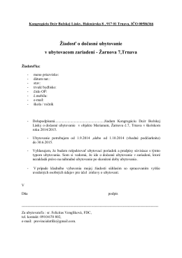 Žiadosť o ubytovanie 2014/15 Marianum Trnava