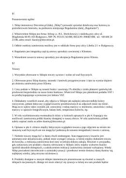 §1 Postanowienia ogólne 1. Sklep internetowy Drecotton.pl (dalej