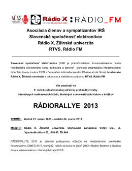 RÁDIORALLYE 2013 - Slovenská Spoločnosť Elektronikov