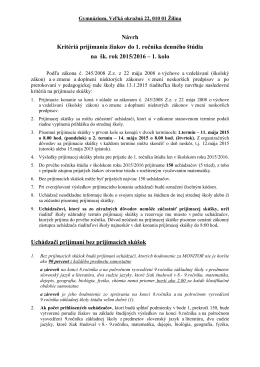 kriteria na PS 2015_16 - Gymnázium, Veľká okružná 22, ŽILINA