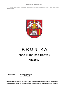 Kronika obce Turňa nad Bodvou rok 2012
