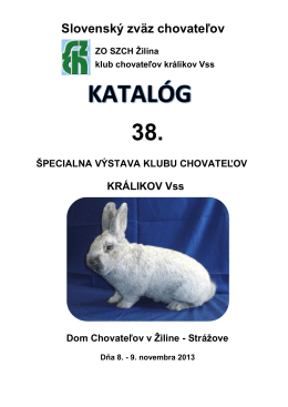 Šv klubu Vss 2013 - Katalóg - Klub chovateľov králikov Vss