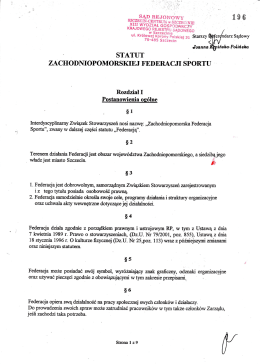 Statut ZFS - Zachodniopomorska Federacja Sportu