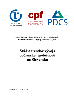 Štúdia trendov vývoja občianskej spoločnosti na Slovensku