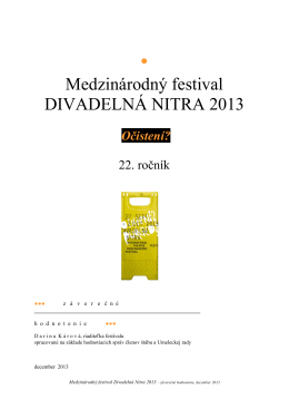 Medzinárodný festival DIVADELNÁ NITRA 2013