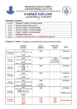 FARSKÉ OZNAMY - Farnosť Spišská Nová Ves