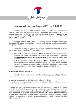 Novela DPH platná od 1.5.2010